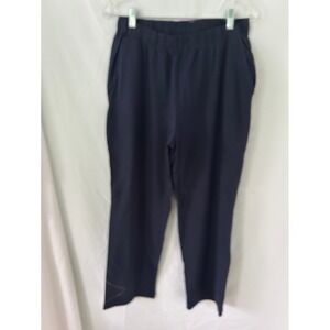 Lands End Navy Blue Cropped Pants Women's M P 10 12 Cotton Blend Casual